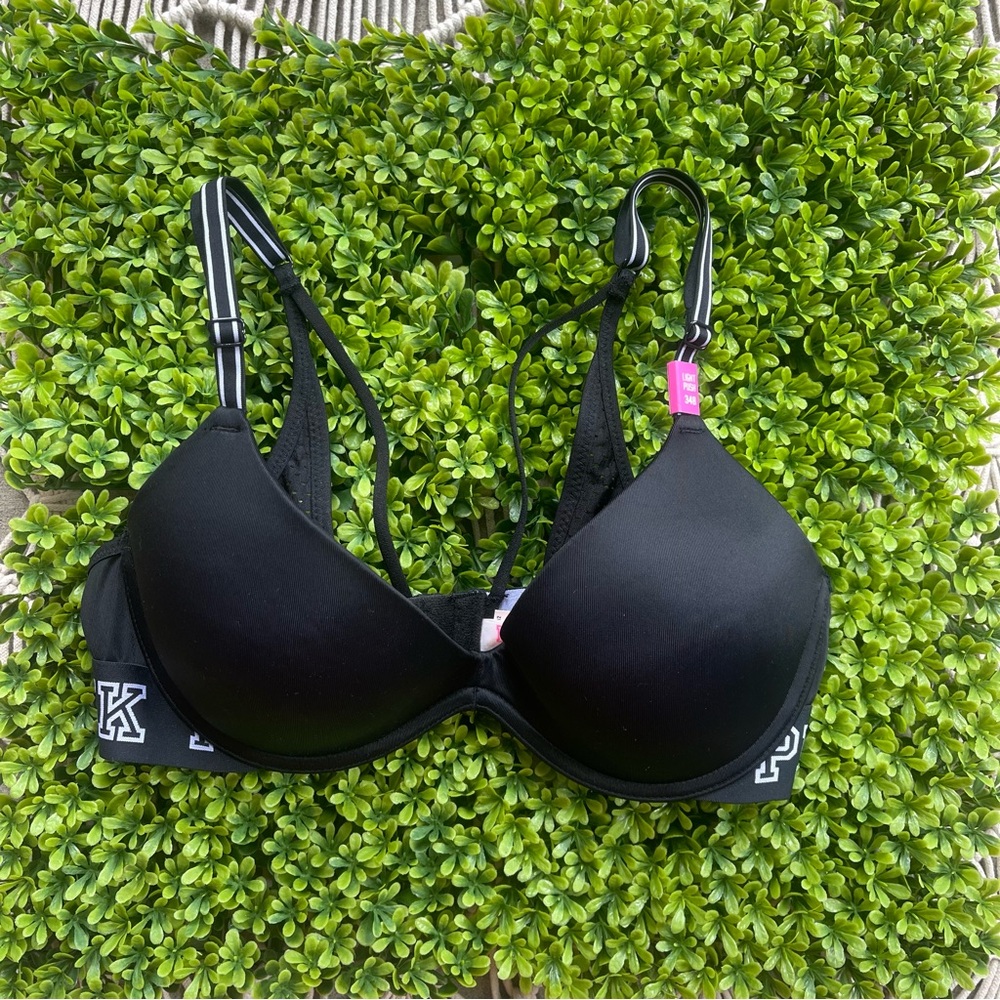 New PINK Black Bra Size 34B - Logo band / mesh